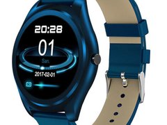 Ceas Smartwatch iUni N3 Plus, Curea Piele, BT, 1.3 Inch, IOS si Android, Blue